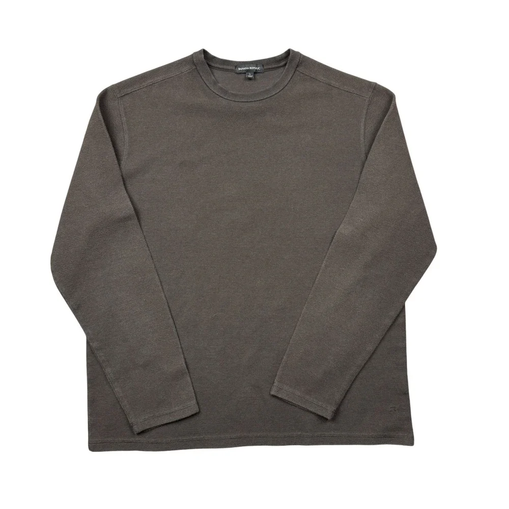 Banana Republic Waffle Knit Thermal Shirt Mens Large Brown Long Sleeve Layer